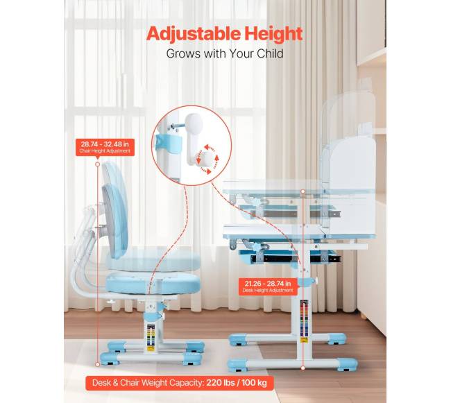 Vaikiškas rašomasis stalas su kėde ir lentyna1