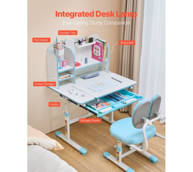 Vaikiškas rašomasis stalas su kėde ir lentyna4