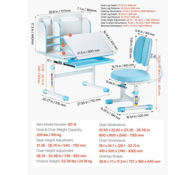 Vaikiškas rašomasis stalas su kėde ir lentyna6