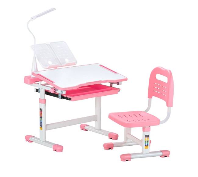 Kidsų vaikiškas reguliuojamo aukščio stalas ir kėdė su šviestuvu0