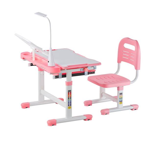 Kidsų vaikiškas reguliuojamo aukščio stalas ir kėdė su šviestuvu9