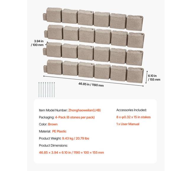 Dirbtinė akmenų kraštovaizdžio apvija 119 x 10 cm6