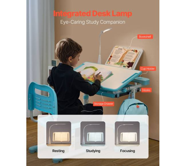 Vaikų kėdės ir stalo rinkinys su lempa4