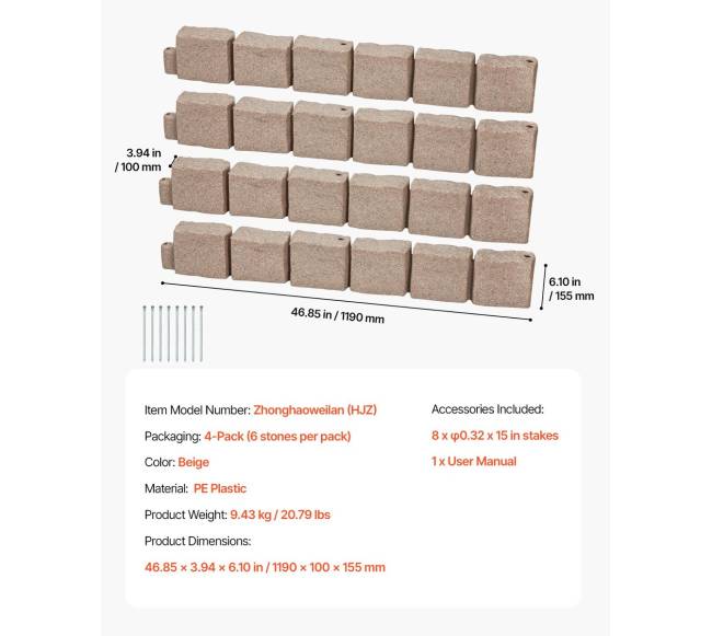 Dirbtinio akmens vejos kraštai 119x10 cm6