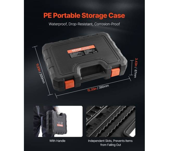 107 dalių bitų rinkinys SAE ir metrinių matmenų4