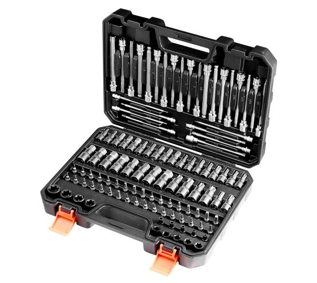 107 dalių bitų rinkinys SAE ir metrinių matmenų10