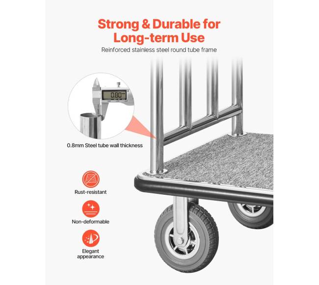 Viešbučio bagažo vežimėlis 544 kg nerūdijančio plieno2