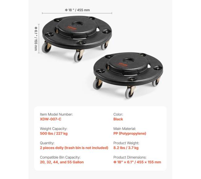 roto šiukšliadėžių vežimėlis 20-55 galonų6
