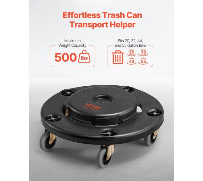 Apvalus šiukšliadėžės vežimėlis 20-55 galonų talpai1