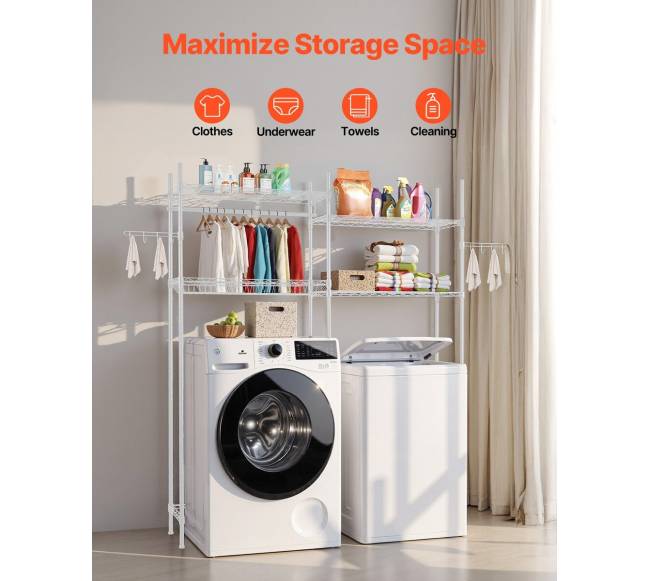 Virš skalbyklos ir džiovyklos lentyna su 4 lentynomis2