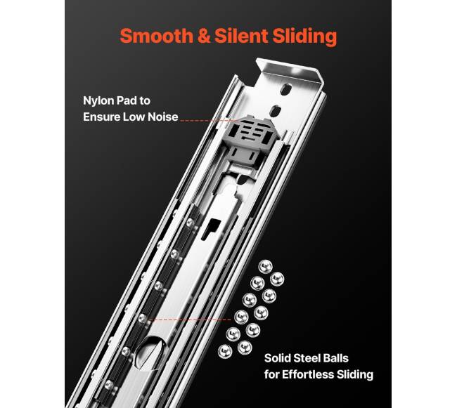 Minkštai užsidarančios stalčių bėgeliai 46-152 cm3