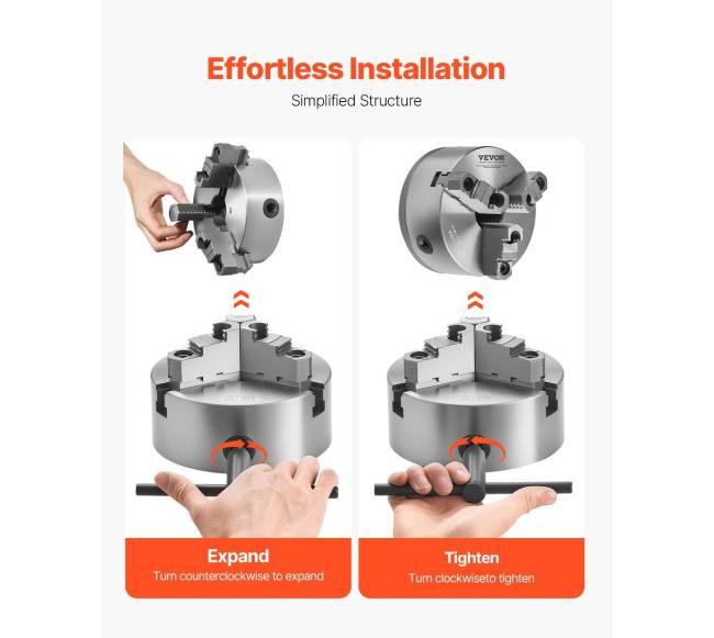 160 mm 3-žandikaulės tekino staklių griebtuvas4
