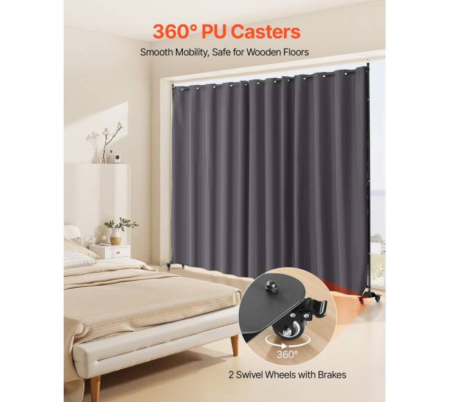 Mobilus kambario skiriamoji pertvara ant ratukų pilka3