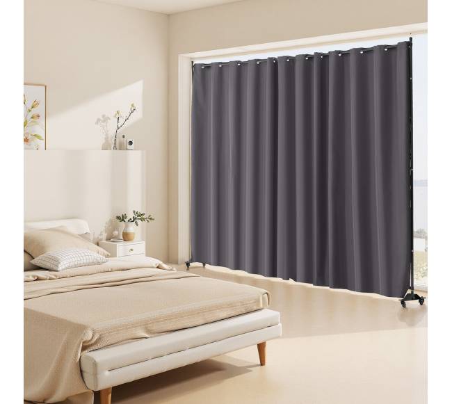 Mobilus kambario skiriamoji pertvara ant ratukų pilka7