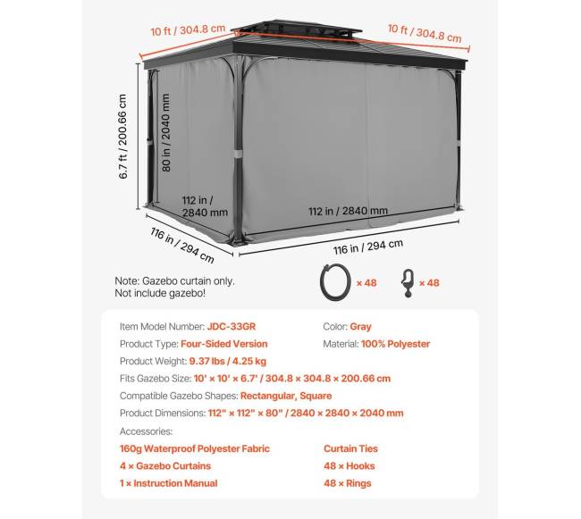 Paviljono privatumo užuolaidos pilkos6