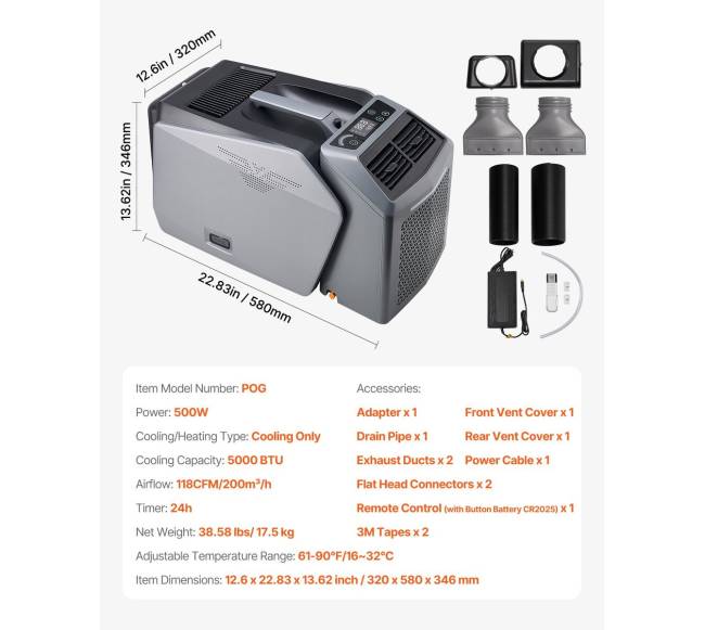 Nešiojamas oro kondicionierius 5000 BTU stovyklavimui6