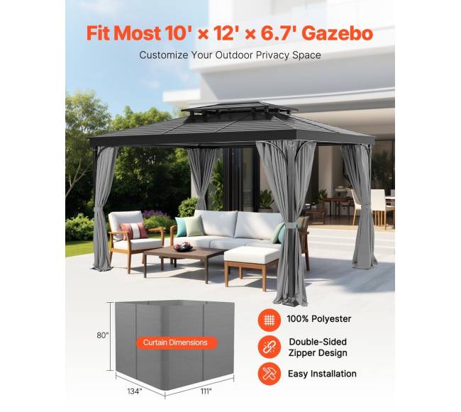 Pavėsinės užuolaidos 283 x 340 x 203 cm, pilkos1