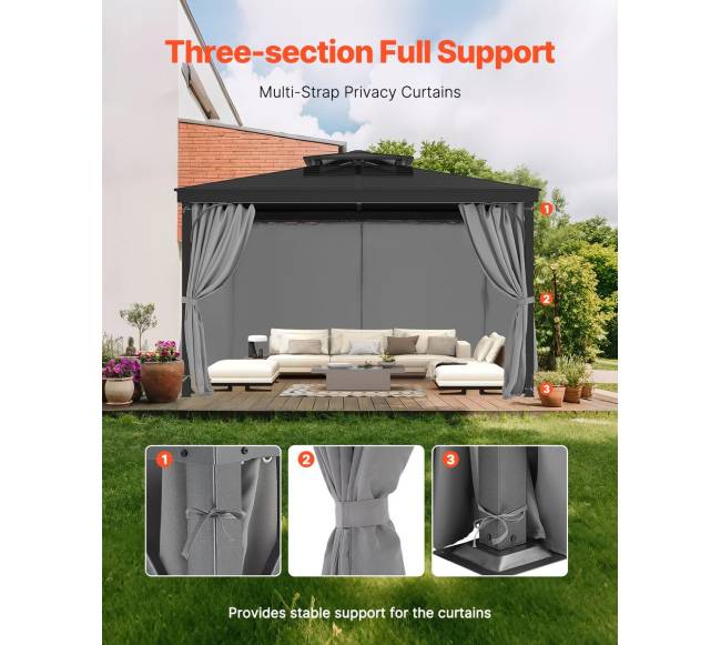 Pavėsinės užuolaidos 283 x 340 x 203 cm, pilkos5