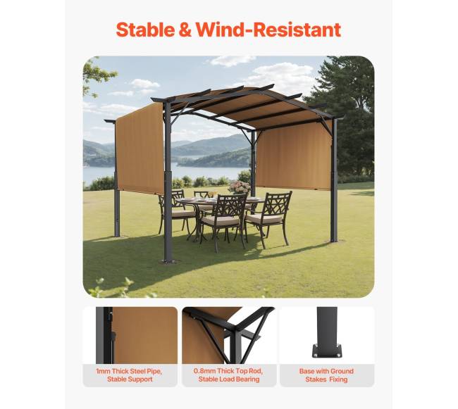 10x10 ft lauko pergola su stogu1