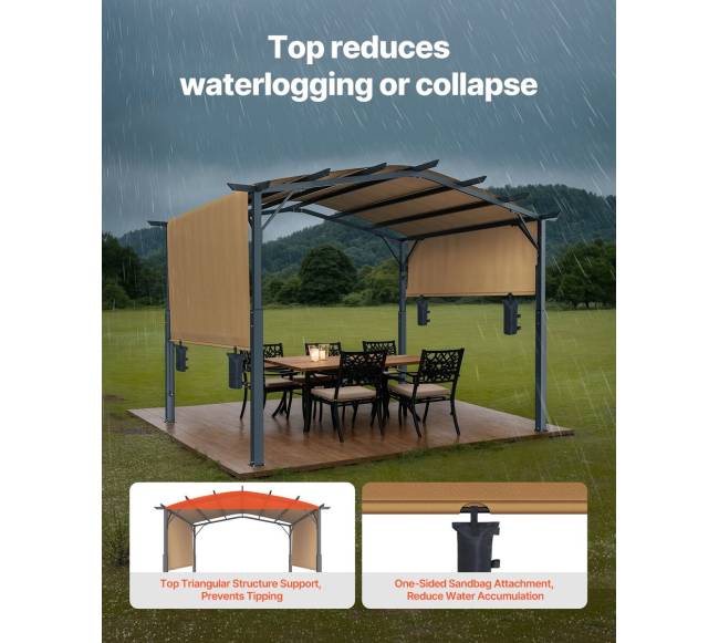 10x10 ft lauko pergola su stogu3