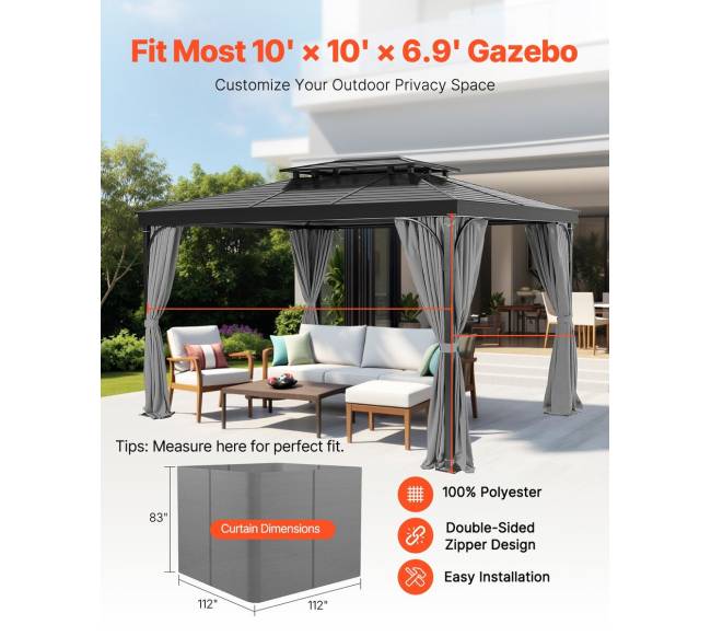 Pilka pavėsinės užuolaida 284 x 284 cm1