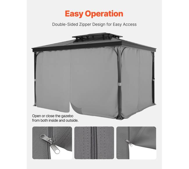 Pilka pavėsinės užuolaida 284 x 284 cm3