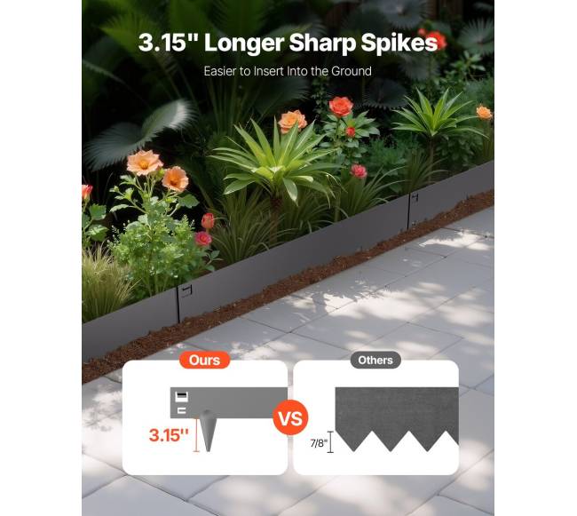 Plieninė kraštų tvora 5 vnt, tamsiai pilka1