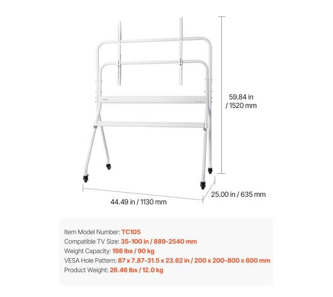 Mobilus televizoriaus stovas su ratukais, 35-100 col.6