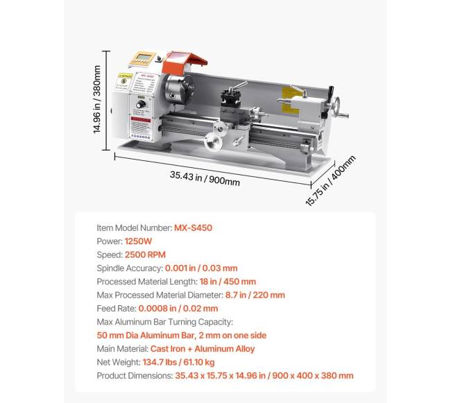 Metalo tekinimo staklės 22 x 45 cm, automatinis padavimas6