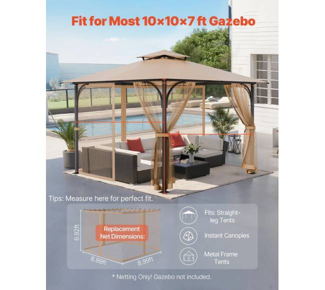 Pakeitimo pavėsinės tinklelis 10x10x7 ft1