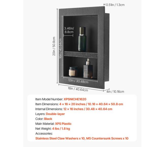 Dušo niša 40.6 x 50.8 x 10.2 cm sieninis lentynėlė6