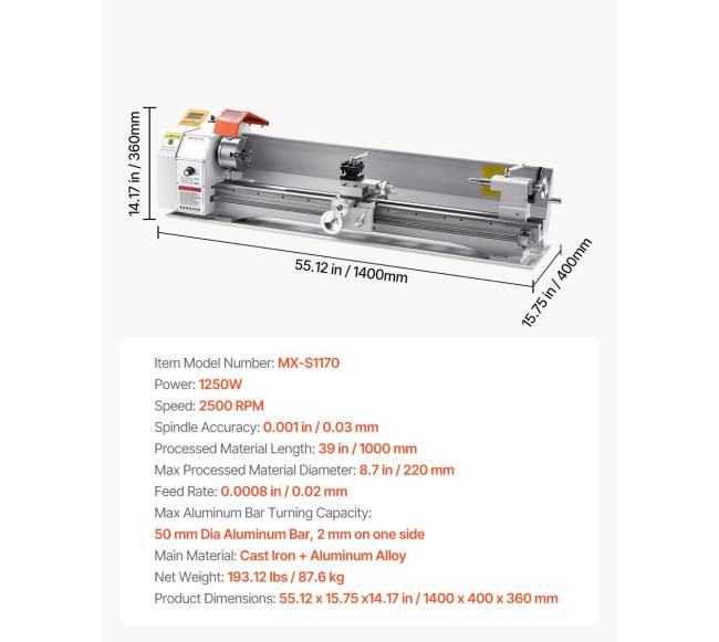 Staklių metalo tekinimo staklės 22 x 100 cm6