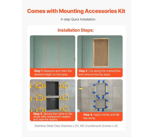 Vonios į sieną įleidžiamas dušo niša 40.6x61 cm4