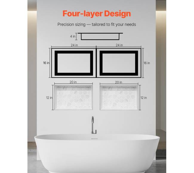 Vonios į sieną įleidžiamas dušo niša 40.6x61 cm5