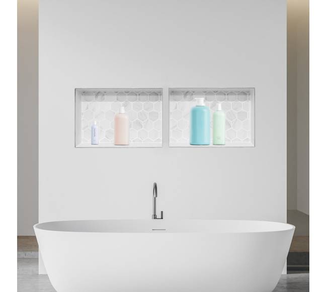 Vonios į sieną įleidžiamas dušo niša 40.6x61 cm7