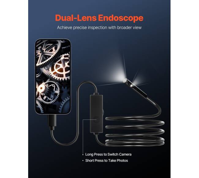 Dvigubų lęšių endoskopas Android IOS su 3 m kabeliu1