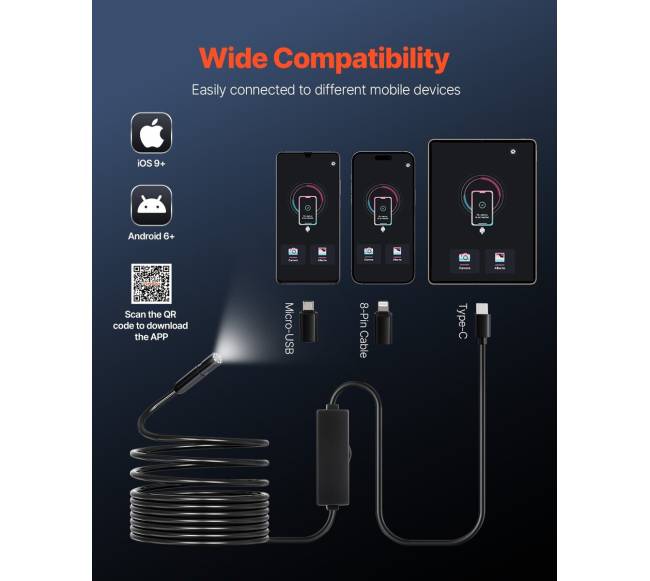 Endoskopinė kamera 1920P HD su 5m kabeliu3