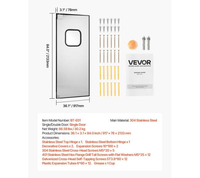 Nerūdijančio plieno eismo siūbavimo durys viengubas skydas6