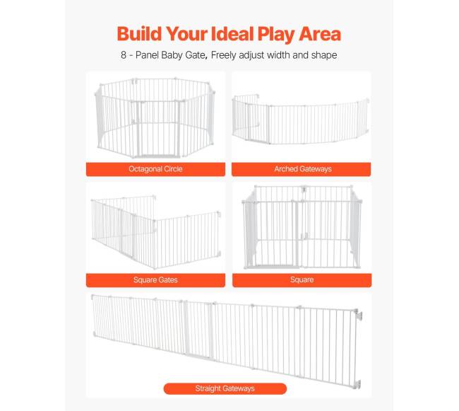 Baltos spalvos 8 dalių sulankstomi varteliai1