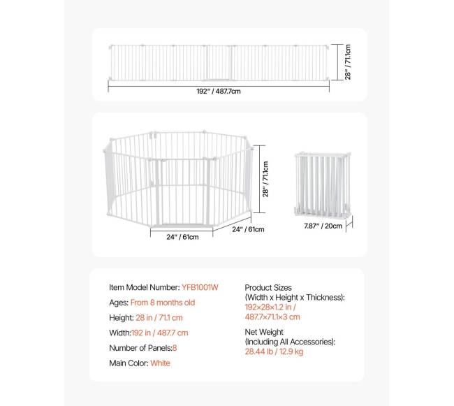 Baltos spalvos 8 dalių sulankstomi varteliai6