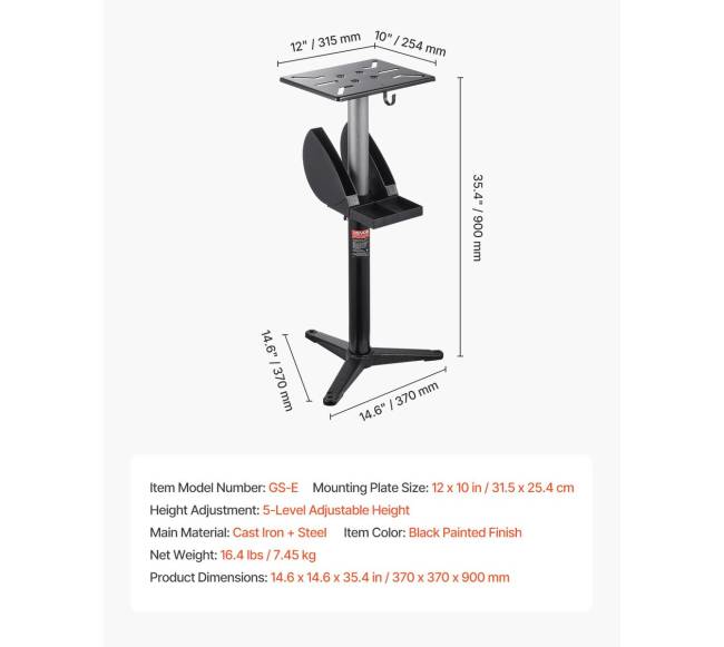 Šlifuoklio stovas su reguliuojamu aukščiu6