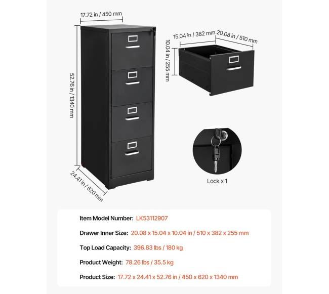 4 stalčių metalinė spintelė su užraktu6