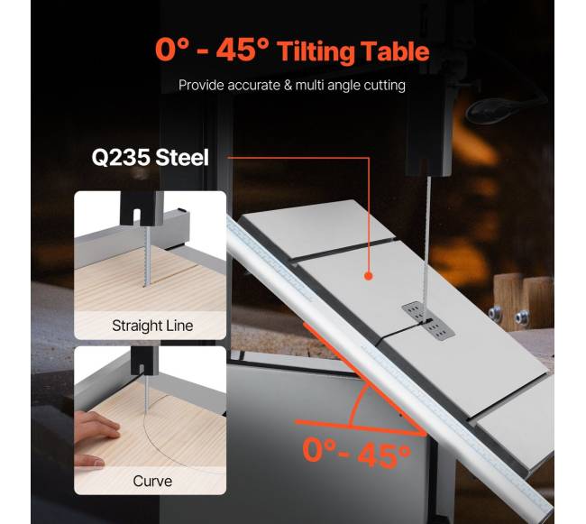 Medienos apdirbimo juostinis pjūklas 340 mm su stalu4