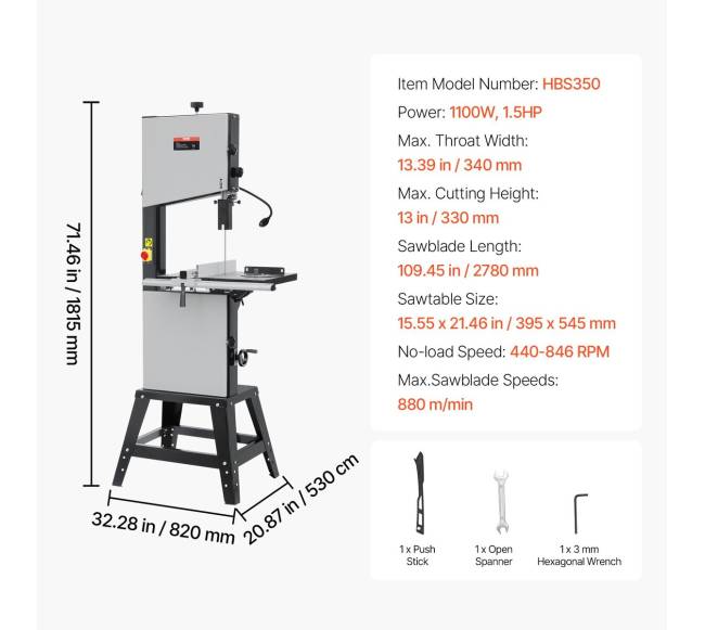 Medienos apdirbimo juostinis pjūklas 340 mm su stalu6