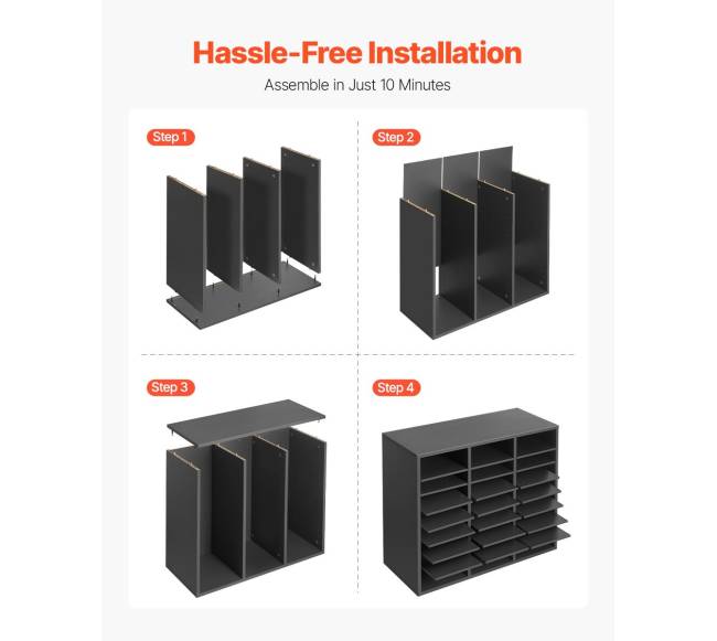 Pilkas medinis literatūros dėklas su reguliuojamomis lentynomis5