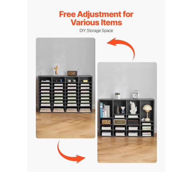 Medinis 36 skyrelių stalčius su reguliuojamomis lentynomis pilkas4