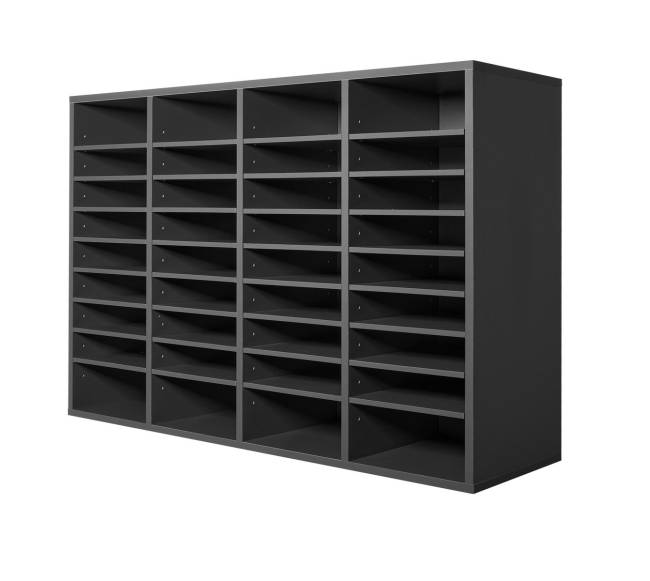 Medinis 36 skyrelių stalčius su reguliuojamomis lentynomis pilkas8