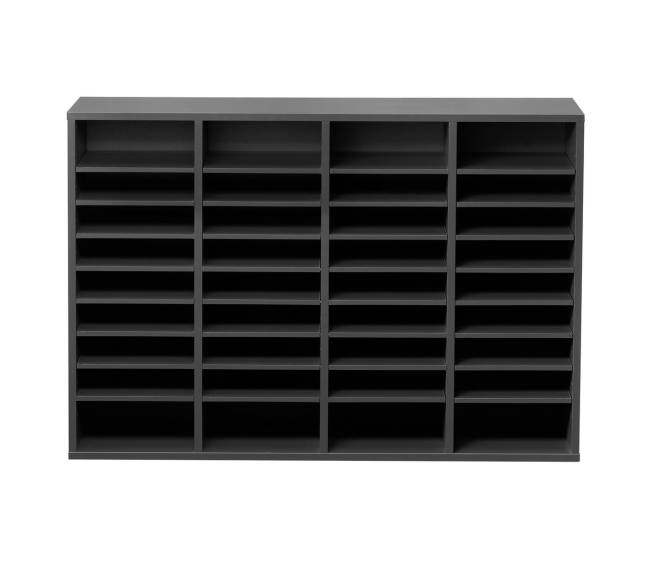 Medinis 36 skyrelių stalčius su reguliuojamomis lentynomis pilkas10