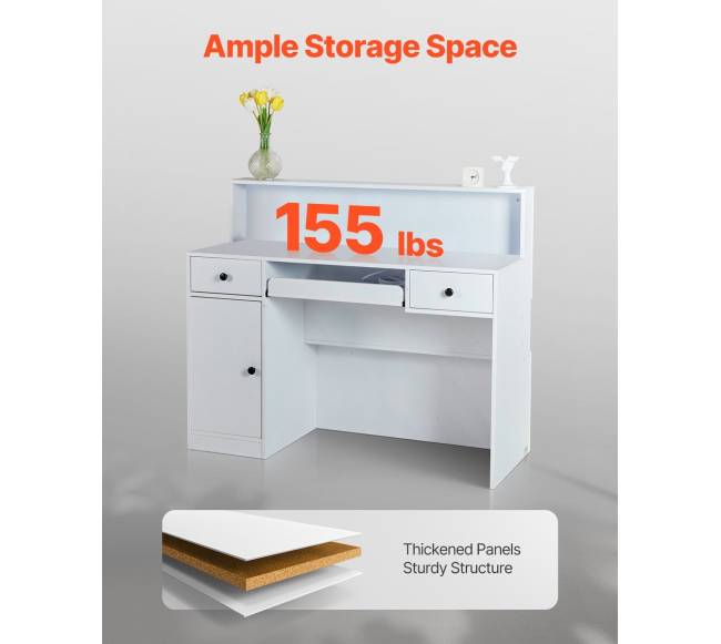 Baltas stačiakampis registratūros stalas1