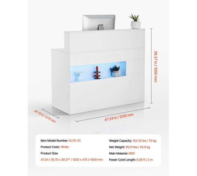 Baltas stačiakampis registratūros stalas6